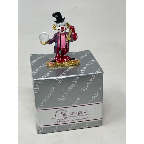 Swarovski Spoontiques Pewter Circus Hobo Juggling Clown Figurine Crystal Vintage - Picture 3 of 10